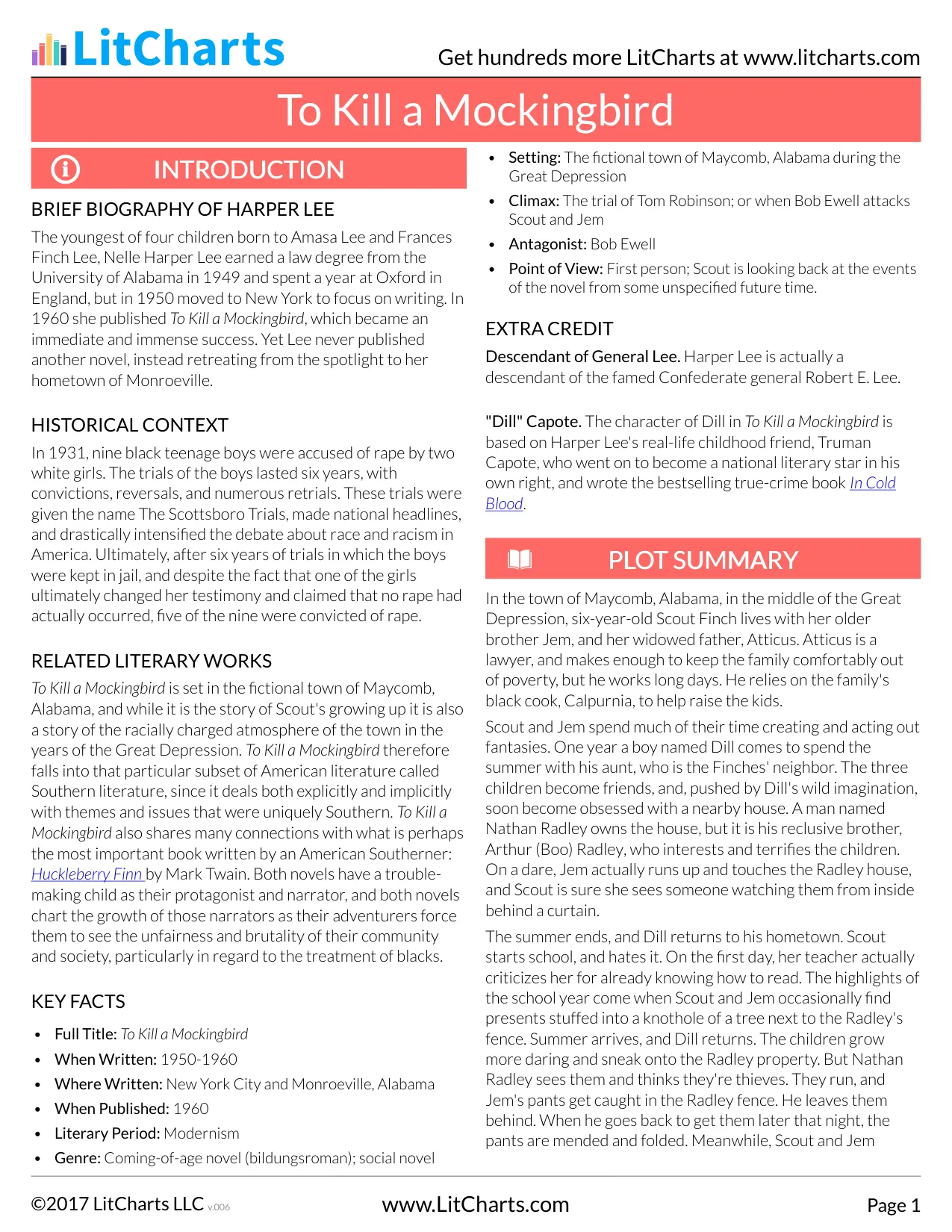 To Kill A Mockingbird Litchart PDF Chesser Resources